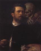 Arnold Bucklin Self-Portrait iwh Death Playing the Violin oil painting on canvas